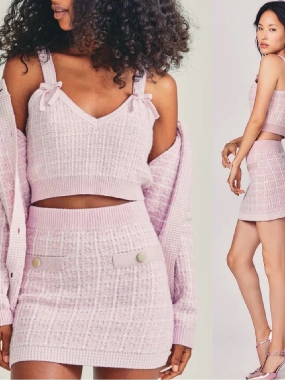 LoveShackFancy Pastel Pink Knit Mini Skirt Callington skirt